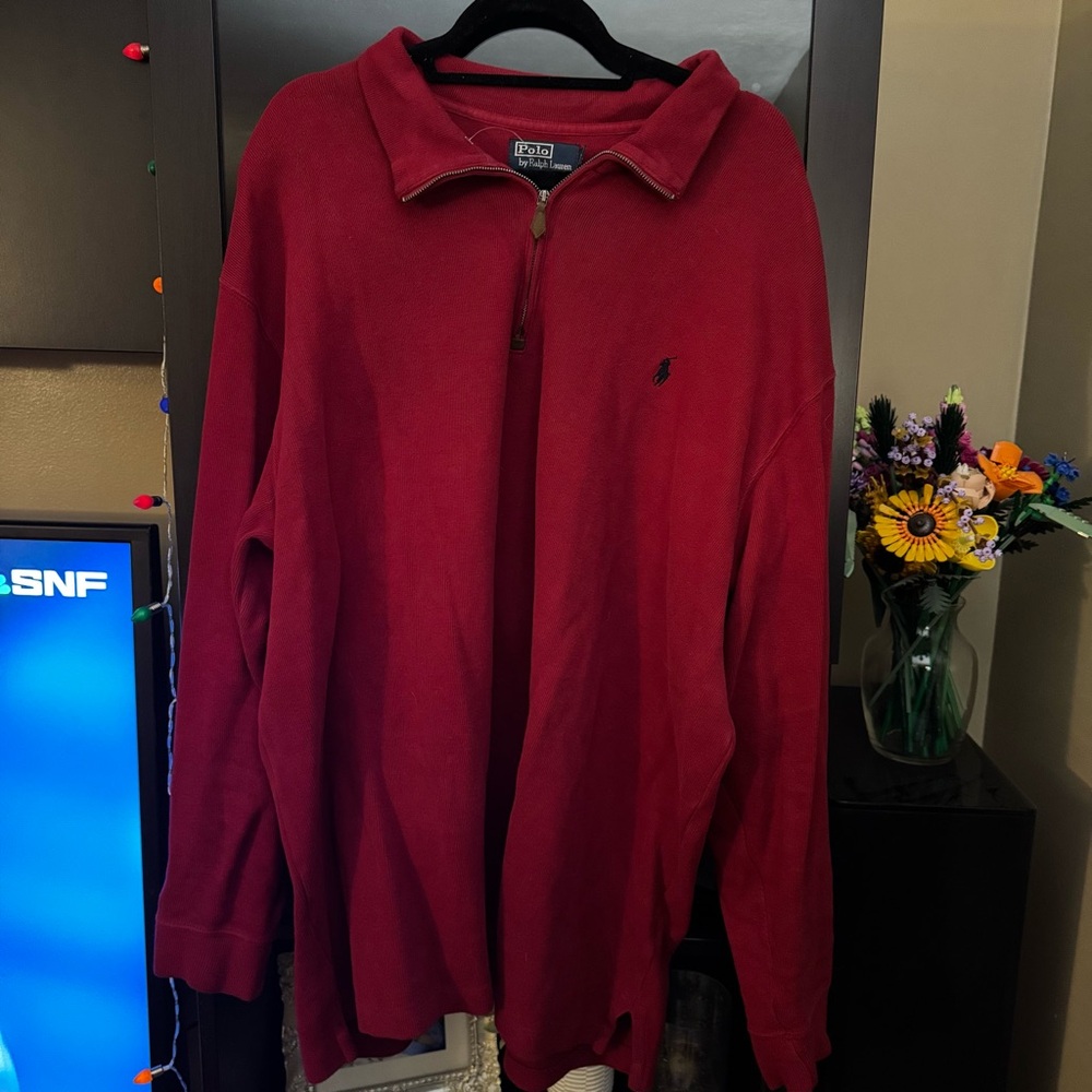 GUC Men’s Ralph Lauren Red Quarter Zip Pullover 3XLT